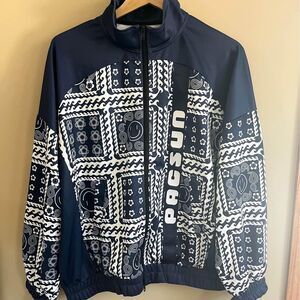 Pacsun x Oli Carrillo Smiley Face Bandana Print Blue White Full-Zip Size S